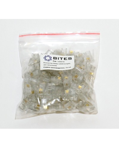 US010A (100шт). Телефонный разъем 4P4C (RJ-11). 5bites в Новомосковске