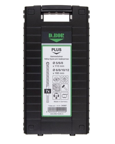 Набор буров SDS-plus V PLUS 7шт, 2-cutting (240987). Набор буров SDS-plus (5,6,8х110 мм; 6,8,10,12х160 мм). D.BOR в Новомосковске