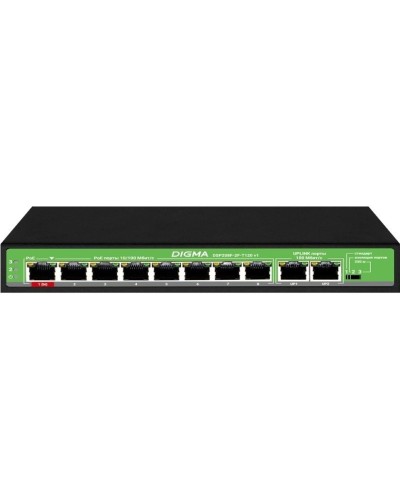 DSP208F-2F-T120 DSP208F-2F-T120 V1 (L2) 10х100Мбит/с 8PoE 8PoE+ 120W. Коммутатор с питанием по PoE. Digma в Новомосковске