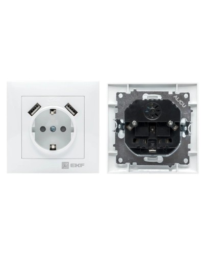 Валенсия розетка 1-местная с/з 16А (EWR16-028-10-2USB). Розетка 1-местная с/з 16А. EKF в Новомосковске