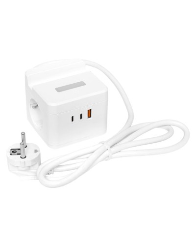 Удлинитель Куб 2 гнезда USB + 2Type C с быстрой зарядкой, подставкой под телефон и ночником 1,3 метра 1мм2. Удлинитель Куб. EKF в Новомосковске