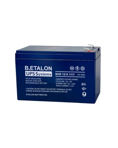 B.ETALON BHR 12-9 34W. Аккумулятор герметичный свинцово-кислотный. ETALON в Новомосковске