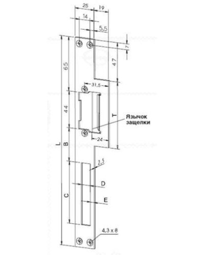 Eff-Eff Lap(165 01) (-------16501-04). Планка, плоская, длинная левая. Eff-Eff в Новомосковске