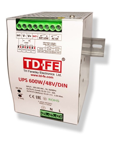 UPS 600W/48V/DIN. Источник вторичного электропитания резервированный. FARADAY в Новомосковске