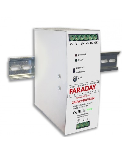 240W/48V/DIN. Блок питания. FARADAY в Новомосковске