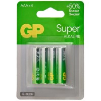 GP Super Alkaline 24A AAA (GP 24AA21-2CRSBC4), упак. 4 шт. БЛИСТЕР. Алкалиновые батарейки. GP Batteries