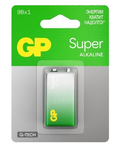GP Super Alkaline 9V Крона (GP 1604AA21-5CRSBC1), БЛИСТЕР. Алкалиновая батарейка. GP Batteries в Новомосковске