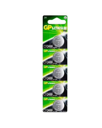 GP Lithium CR2430 (GP CR2430-2C5 100/1000), упак. 5 шт. БЛИСТЕР. Литиевые дисковые батарейки. GP Batteries в Новомосковске