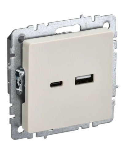 Розетка USB A+C 18Вт РЮ11-1-БрКр бежевый BRITE (BR-U22-018-K10). Розетка USB. IEK в Новомосковске