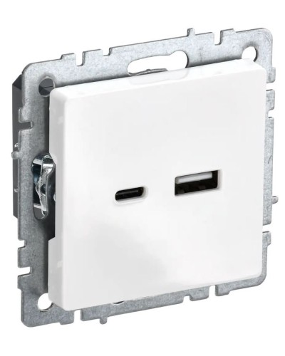Розетка USB A+C 18Вт РЮ11-1-БрБ белый BRITE (BR-U22-018-K01). Розетка USB. IEK в Новомосковске