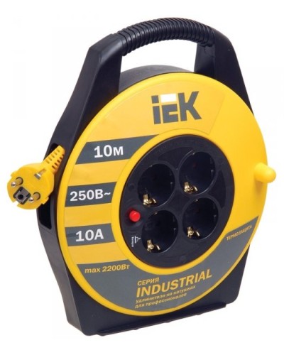 УК10 4 места, 10м (WKP15-16-04-10). Удлинитель на катушке Industrial. IEK в Новомосковске