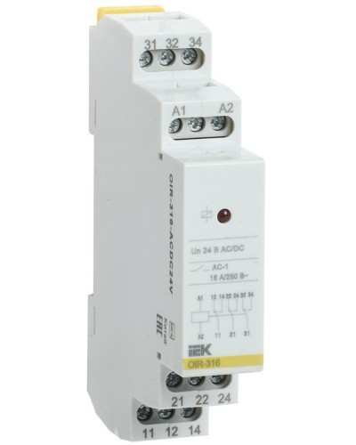 Реле промежуточное модульное OIR 3 контакта 16А 24В AC/DC (OIR-316-ACDC24V). Реле промежуточное модульное. IEK в Новомосковске