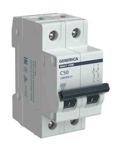 GENERICA ВА47-29М 2P C 50А 4,5кА (MVA21-2-050-C-G). Автоматический выключатель. IEK в Новомосковске