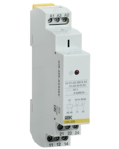 Реле промежуточное модульное OIR 2 контакта 8А 230В AC (OIR-208-AC230V). Реле промежуточное модульное. IEK в Новомосковске