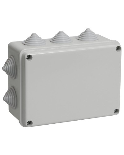 Коробка распаячная КМ41241 150х110х70 открытой проводки IP44 10 гермовводов серая (UKO10-150-110-070-K41-44). Коробка распаячная безгалогенная (HF). IEK в Новомосковске