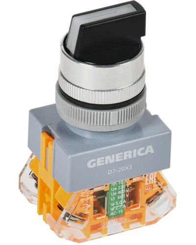 Переключатель D7-20X3 на 3 положения черный GENERICA (BSW50-20X3-3-21-3-K02-G). Переключатель. IEK в Новомосковске