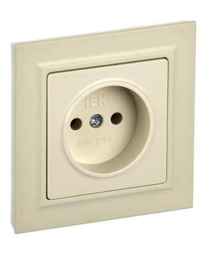 Розетка без з/к в сборе РСР10-1-0-БрКр бежевый BRITE (BR-R10-10-K10-F). Розетка без заземления без защитных шторок. IEK в Новомосковске