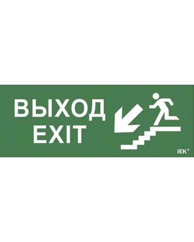 Самоклеящаяся этикетка Выход/лестница вниз/фигура для ССА (LPC10-1-35-13-VLVNF). Самоклеящаяся этикетка 240х90 мм. IEK в Новомосковске