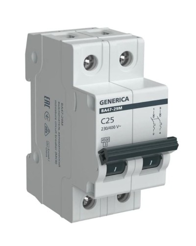 GENERICA ВА47-29М 2P C 25А 4,5кА (MVA21-2-025-C-G). Автоматический выключатель. IEK в Новомосковске