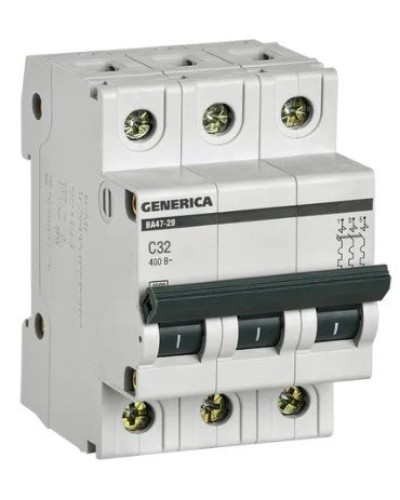 GENERICA ВА47-29 3P C 32А 4,5кА (MVA25-3-032-C). Автоматический выключатель. IEK в Новомосковске