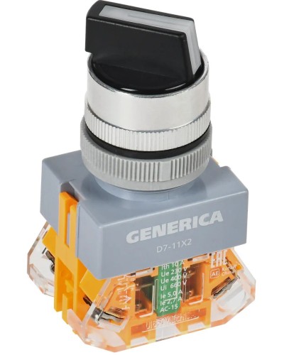 Переключатель D7-11X2 на 2 положения черный GENERICA (BSW50-11X2-3-21-2-K02-G). Переключатель. IEK в Новомосковске