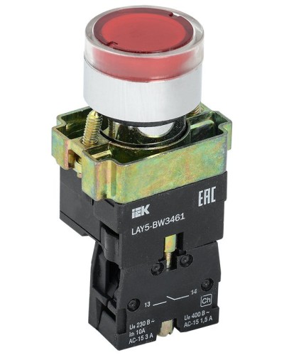 Кнопка LAY5-BW3461 с подсветкой красный 1з (BBT50-BW-K04). Кнопка с подсветкой. IEK в Новомосковске