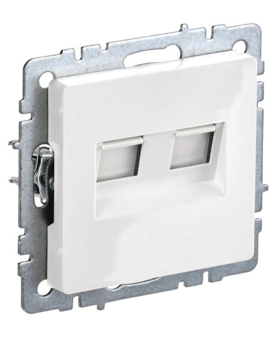 Розетка RJ45 РК10-2-БрБ кат.5E, белая BRITE (BR-K20-1-K01). Розетка компьютерная двойная. IEK в Новомосковске