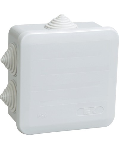 Коробка распаячная КМ41255 100х100х50 открытой проводки IP44 6 гермовводов серая (UKOZ11-100-100-050-K41-44). Коробка распаячная безгалогенная (HF) с защелкивающейся крышкой. IEK в Новомосковске