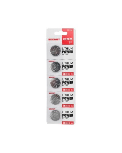 Литиевые батарейки CR2025 3 V 160 mAh (30-1107). Элемент питания. Rexant в Новомосковске