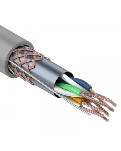 SF/UTP, CAT 5e, PVC, 4PR, 24AWG, INDOOR, STRANDED, серый, 305м, REXANT (01-0343). Кабель «витая пара» (LAN) для структурированных систем связи. Rexant в Новомосковске