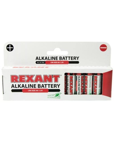 Алкалиновая батарейка AA/LR6 1,5 V 12 шт. REXANT (30-1026). Элемент питания. Rexant в Новомосковске