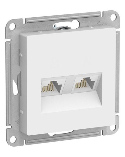 AtlasDesign розетка RJ45+RJ45, 2-местная, скрытой установки, механизм, белый (ATN000185). Розетка компьютерная. Systeme Electric в Новомосковске