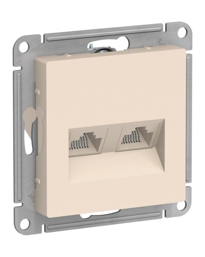 AtlasDesign розетка RJ45+RJ45, 2-местная, скрытой установки, механизм, бежевый (ATN000285). Розетка компьютерная. Systeme Electric в Новомосковске