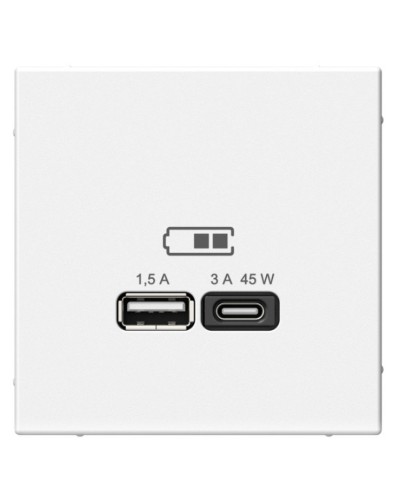 ArtGallery розетка USB тип-A+C 45Вт, скрытой установки, механизм, белый (GAL000129). Розетка USB. Systeme Electric в Новомосковске