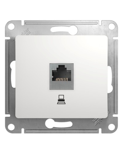 Glossa розетка RJ45 1-местная, кат. 5Е, скрытой установки, механизм, белый (GSL000181K). Розетка компьютерная. Systeme Electric в Новомосковске