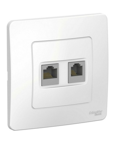 BLANCA розетка RJ45+RJ11 2-местная, кат. 5Е, скрытой установки, белый (BLNIS045111). Розетка компьютерная + телефонная. Systeme Electric в Новомосковске