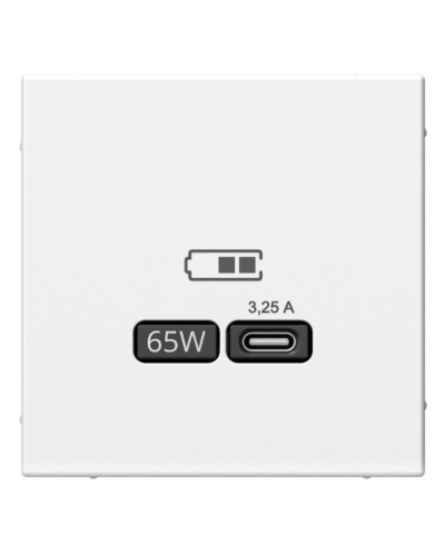 ArtGallery розетка USB тип-С 65Вт высокоскоростной заряд. QC, PD, скрытой установки, механизм, белый (GAL000127). Розетка USB. Systeme Electric в Новомосковске