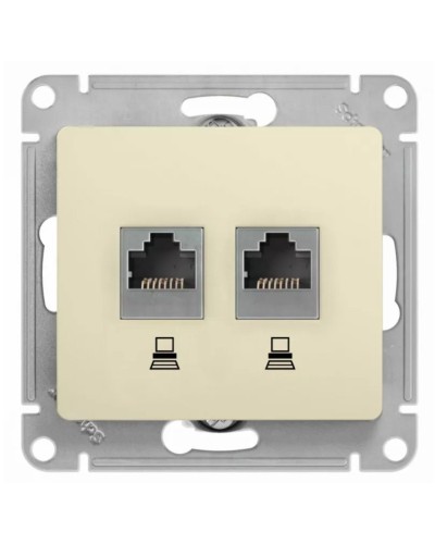 Glossa розетка RJ11+RJ45, 2-местная, кат. 5Е, скрытой установки, механизм, бежевый (GSL000285). Розетка компьютерная + телефонная. Systeme Electric в Новомосковске