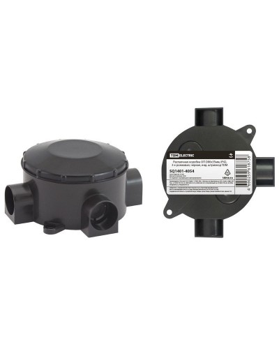 Распаячная коробка ОП D80х35мм, IP42, 3-х рожковая, черная TDM (SQ1401-4054). Распаячная коробка ОП. TDM ЕLECTRIC в Новомосковске