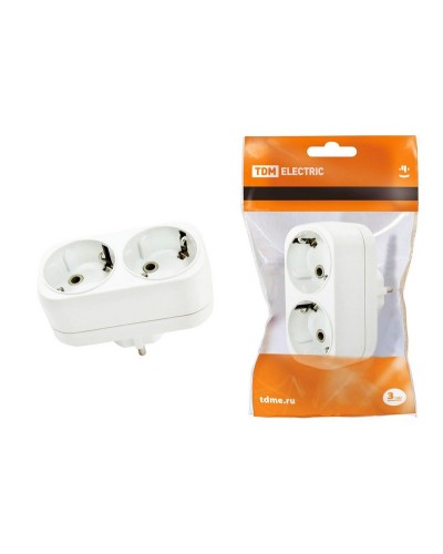 Блок на 2 гнезда 2П+З плоский 16А 250B TDM (SQ1806-0026). Розетка. TDM ЕLECTRIC в Новомосковске