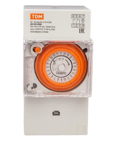 АР-30мин/24ч-16А-DIN (3 модуля) TDM (SQ1503-0006). Аналоговое суточное реле. TDM ЕLECTRIC в Новомосковске