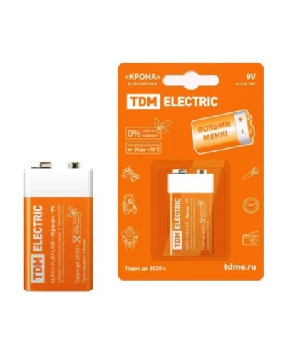 6LR61 Крона 9V BP-1 TDM (SQ1702-0013). Элемент питания. TDM ЕLECTRIC в Новомосковске