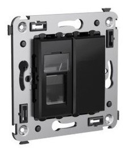 Розетка RJ-45 в стену Avanti одинарная черный квадрат (4402463). Розетка компьютерная. ДКС в Новомосковске