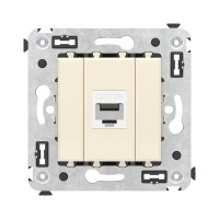 Розетка RJ-45 в стену, кат.5E, Avanti, одинарная, ванильная дымка (4405663). Розетка компьютерная. ДКС