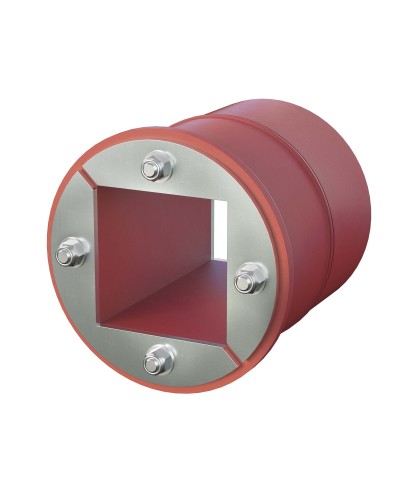 Проходка круглая, нержавеющая, D100х70 мм с проемом 60х60 мм (DXF3123): Проходка круглая, нержавеющая, с проёмом в Новомосковске