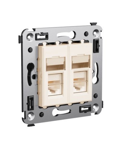 Розетка RJ-45 Avanti в стену двойная экранированная ванильная дымка (4405364). Розетка. ДКС в Новомосковске