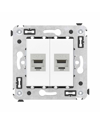 Розетка RJ-45 в стену, кат.6E, Avanti, двойная, белое облако (4400794). Розетка компьютерная модульная. ДКС в Новомосковске