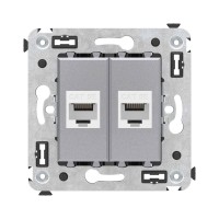 Розетка RJ-45 в стену, кат.5E, Avanti, двойная, закаленная сталь (4404664). Розетка компьютерная. ДКС