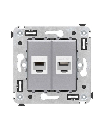 Розетка RJ-45 в стену, кат.5E, Avanti, двойная, закаленная сталь (4404664). Розетка компьютерная. ДКС в Новомосковске