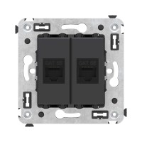 Розетка RJ-45 в стену, кат.5E, Avanti, двойная, черный матовый (4412664). Розетка компьютерная. ДКС
